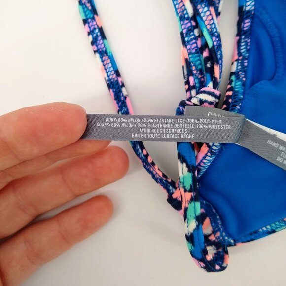 AERIE High Neck Tie Back Crochet Bikini Top S - Picture 5 of 9